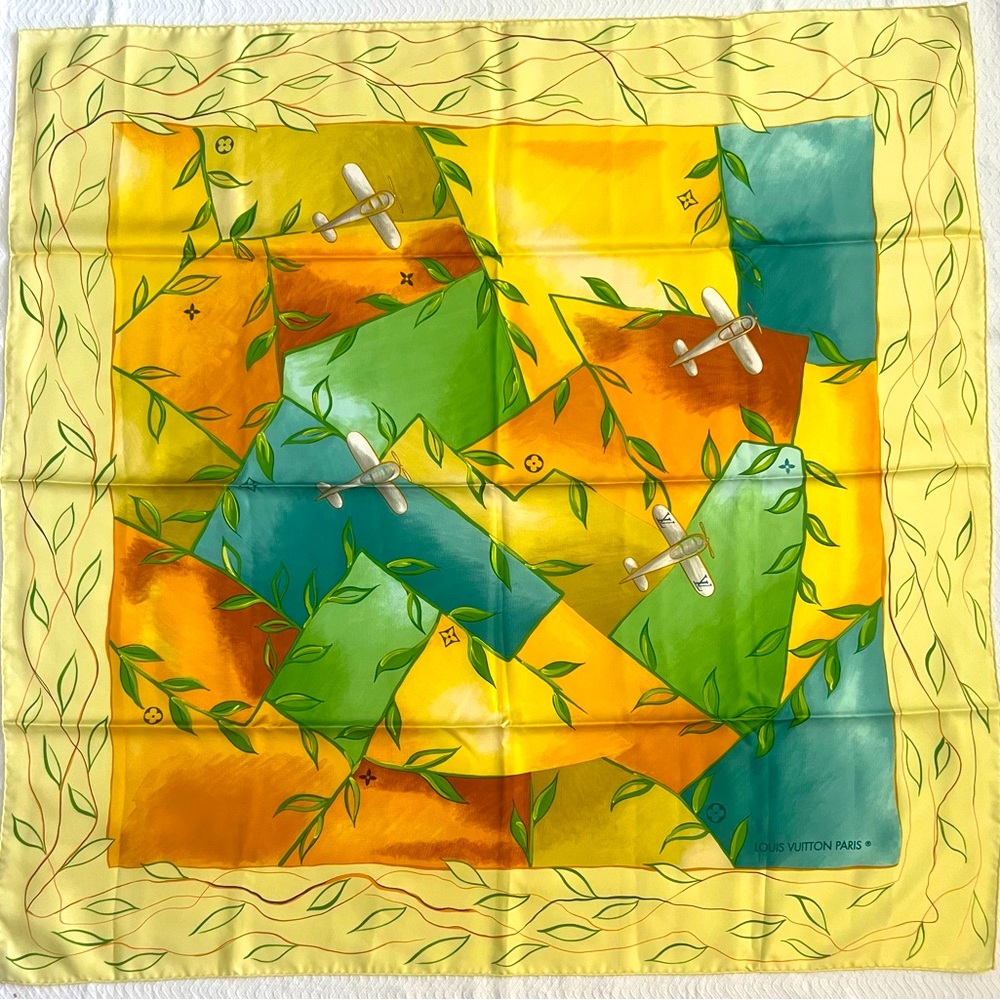 Auth NEW Louis Vuitton Yellow Silk Scarf